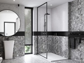Besco Sprchový kút Walk-In ICON BLACK 100 (110x 120), výška 200 cm - bez vaničky BESCO-Rozmery: šírka: 100