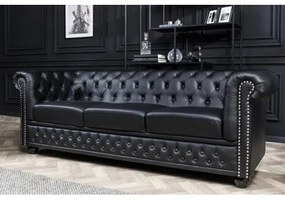 Sedacia súprava 41447 Chesterfield 3-sedenie Antique look Čierna  - Komfort-nábytok