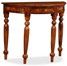 Polkruhový príručný stolík, masívne sheeshamové drevo, 90x40x76 cm