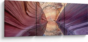 Obraz - Arizonské vlny (s hodinami) (90x30 cm)