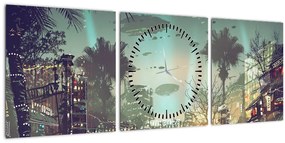 Obraz - mesto v budúcnosti (s hodinami) (90x30 cm)