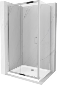 Mexen APIA, sprchový kút s posuvnými dverami 140 (dvere) x 70 (stena) cm, 5mm číre sklo, chrómový profil + slim sprchová vanička 5cm, 840-140-070-01-00-4010