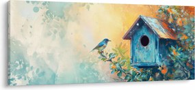 Obraz - Vtáčia búdka, akvarel (120x50 cm)