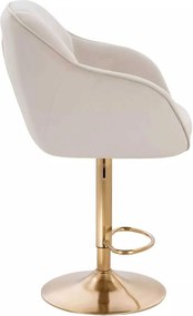 LuxuryForm DESIGN Barová stolička AVOLA VELUR na zlatom tanieri - krémová