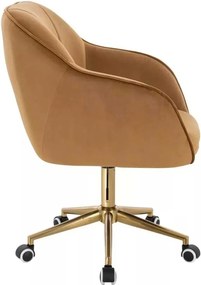 LuxuryForm DESIGN Stolička AVOLA VELUR na zlatej podstave s kolieskami - medová