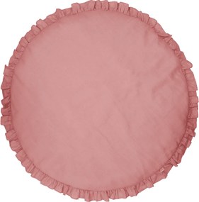 Detská ľanová podložka na hranie s volánom sýto ružová