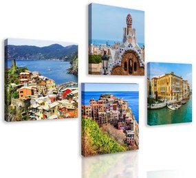Set obrazov krásne mestečko pri mori