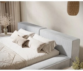 Svetlosivá čalúnená dvojlôžková posteľ s úložným priestorom s roštom 200x200 cm Voliera – Maison de Rêve