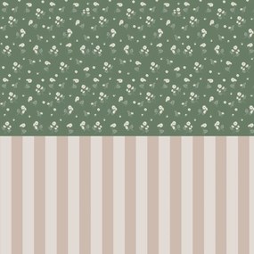 Tapeta harmanček zelená s pruhmi 280x100 cm