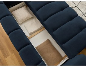 Tmavomodrá rozkladacia/s úložným priestorom pohovka 251 cm Fuji – Bobochic Paris