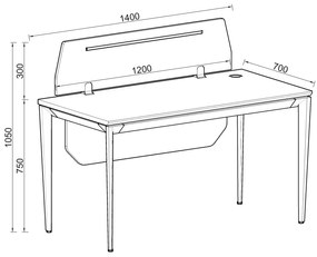 Kancelársky stôl s kontajnerom Houseland Profit Max 01 1407 dub/biela