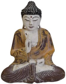 Buddha žlutý s patinou 1 25 cm