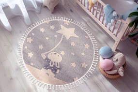 Obsession, Detský kusový koberec My Fano 393 Rast kruh, 133x133 (priemer) kruh, šedá, detská izba