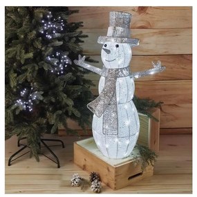 Emos Lighting LED vianočný snehuliak ratanový 82 cm vnútorný studená biela časovač