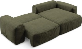 Zelená ženilková rozkladacia rohová pohovka (pravý roh/s leňoškou) Kuki – Makamii