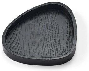 Čierny dekoratívny drevený úložný box 18x16x3 cm Curve M – LIND DNA