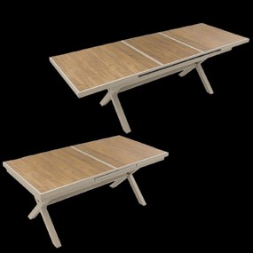 BEŽOVÝ HLINÍKOVÝ ZÁHRADNÝ STÔL 180/240 x 90 x 76 CM SKLADACÍ