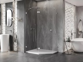 Mexen Lunar, päťuholníkový sprchový kút naklápací doľava 100 x 90 cm, 8mm číre sklo, chrómový profil, 831-100L-090P-01-00-L