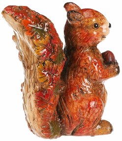 Jesenná dekorácia Veverička s orieškom, 12 x 7 x 13 cm, keramika