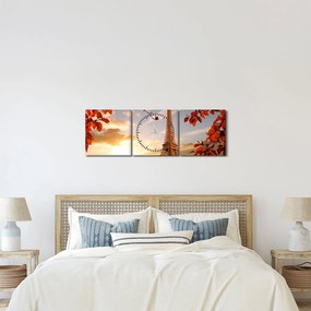 Obraz - Paríž (s hodinami) (90x30 cm)