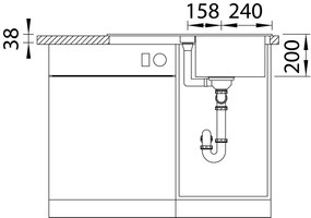 Blanco Adira 45 S, silgranitový drez 780x500x200 mm, 1-komorový, sivá skala, BLA-527587