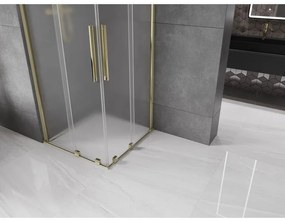 Mexen Velar Duo, sprchový kút s posuvnými dverami 90 x 90 cm, 8mm sklo námraza, zlatá lesklá, 871-090-090-32-50