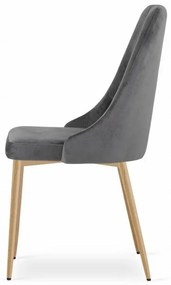 Stolička IMOLA velvet - sivý zamat, nohy vo farbe dreva - vintino.sk