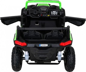 Ramiz Silná pretekárska štvorkolka pre 2 deti Zelená + Bezkartáčový motor + Nafukovacie kolesá + LED zvuk