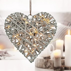 SOLIGHT LED ratanové srdce, 30x LED, 2x AA, 30cm