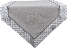 Šedý bavlnený behúň na stôl so srdiečkom Lovely Heart - 50*160 cm
