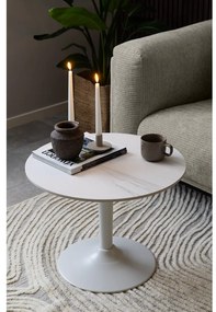 Biely okrúhly konferenčný stolík s keramickou doskou ø 60 cm Malta – Actona