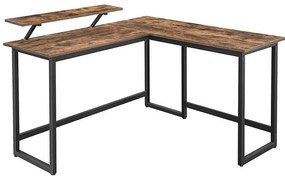 Rohový písací stôl SOLEA hnedá/čierna