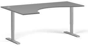 Ergonomický výškovo nastaviteľný stôl, 180x120 cm, 2 motory, L/P, sivá podnož, grafit