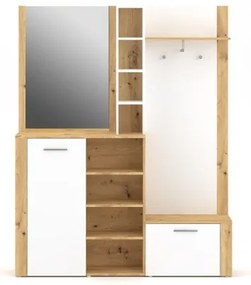 Predsieňová stena so zrkadlom KEVIN hnedá/biela