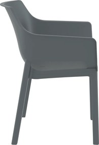 DORA záhradná stolička s podrúčkami dark grey