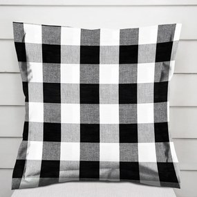 Biante Bavlnená obliečka na vankúš s lemom Olivia OL-004 Čierno-biela kocka veľká 30 x 50 cm