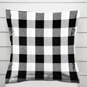 Biante Bavlnená obliečka na vankúš s lemom Olivia OL-004 Čierno-biela kocka veľká 60 x 60 cm