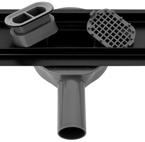 Rea Lineárny nerezový odtokový žľab NEO BLACK PRO 60 cm s 360° stupňovým sifónom, čierny, REA-G8905