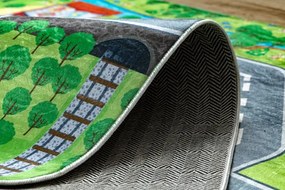Detský koberec protišmykový BAMBINO 9028 mesto, zelený / sivý