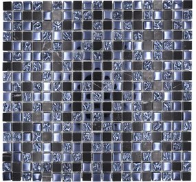 Sklenená mozaika s prírodným kameňom XCM M860 30,5x32,5 cm čierna