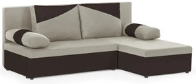 Rozkládací rohová sedací souprava ROLO Béžová/Hnědá