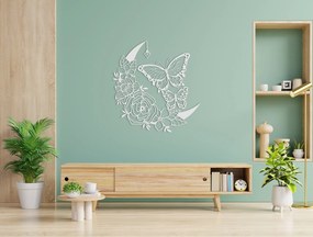 drevko 3D nálepka Kvetinový ornament s motýľmi Rozmer obrazu: 33,5 x 32,5 cm, Farba dekorácie: Čierna