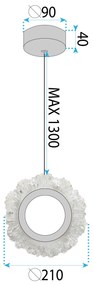 Toolight Toolight, LED závesné osvetlenie 21cm, 5W, 3000K, LHJ102-1CP, zlatá, OSW-60047