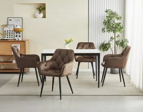 Jedálenská stolička JORK zamatová, hnedá (čierne nohy)