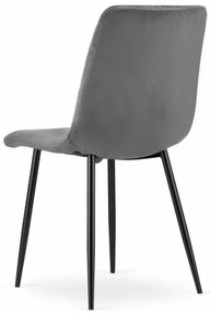 Jedálenská stolička TURIN zamat sivá (čierne nohy)