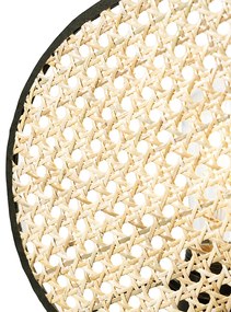 Rustikálna stolná lampa čierna s ratanom 25 cm - Kata