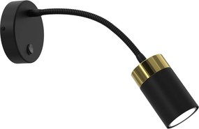 Nástenné svietidlo Joker, 1x zlaté/čierne kovové tienidlo, b, vypínač