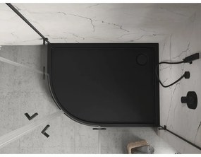 Mexen Flow+, štvrťkruhová asymetrická sprchová vanička, pravá, 100 x 90 cm, čierna matná, 46Q709010RH