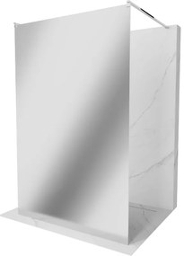 Mexen Kioto, priechodná sprchová zástena 100 x 200 cm, 8mm sklo vzor zrkadlo, 2x chrómová stabilizačná rozpera, 800-100-002-01-50