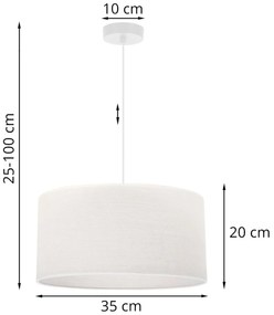 Závesné svietidlo Juta, 1x biele jutové tienidlo, (fi 35cm), w